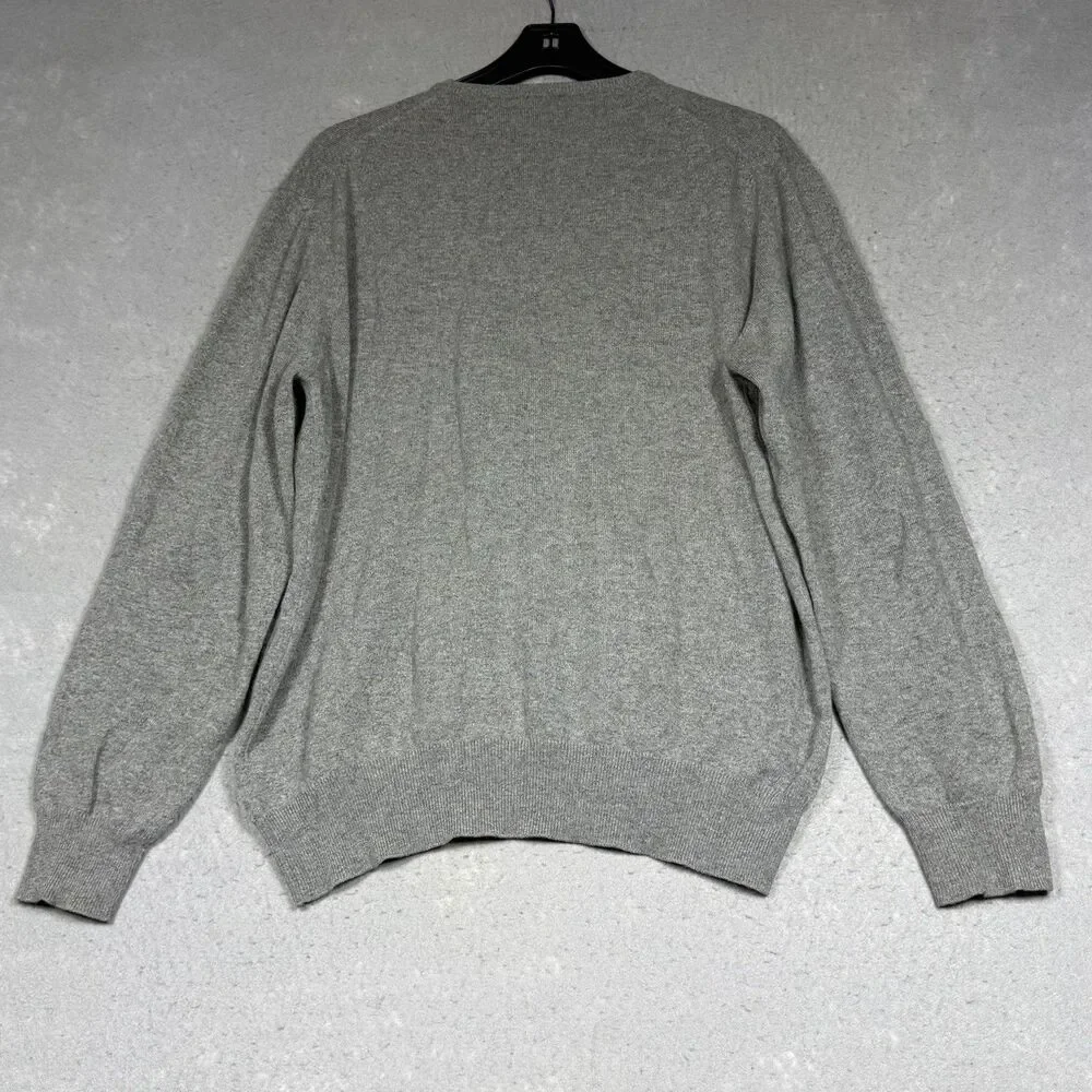 Loro Piana Sweater 54 Gray 100% Baby Cashmere V Neck Sweater Luxury Preppy